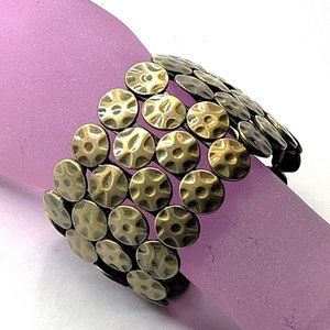 Hammered Brass Colored Stretch Bracelet